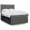 Stella Homewares Box Spring Bed with Mattress Dark Grey Queen Fabric