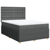 Stella Homewares Box Spring Bed with Mattress Dark Grey Queen Fabric