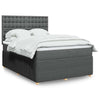 Stella Homewares Box Spring Bed with Mattress Dark Grey Queen Fabric