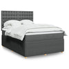 Stella Homewares Box Spring Bed with Mattress Dark Grey Queen Fabric