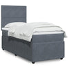 Stella Homewares Box Spring Bed with Mattress Dark Grey King Single Velvet