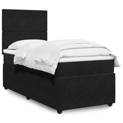 Stella Homewares Box Spring Bed with Mattress Black King Single Velvet