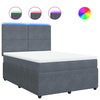 Stella Homewares Box Spring Bed with Mattress Dark Grey Queen Velvet