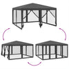 Stella Homewares Party Tent with 8 Mesh Sidewalls Anthracite 4x4 m HDPE