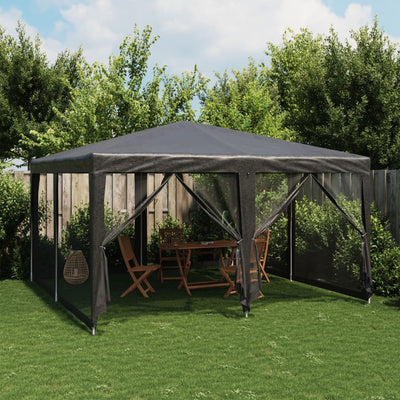 Stella Homewares Party Tent with 8 Mesh Sidewalls Anthracite 4x4 m HDPE