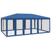 Stella Homewares Party Tent with 10 Mesh Sidewalls Blue 6x4 m HDPE