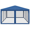 Stella Homewares Party Tent with 10 Mesh Sidewalls Blue 6x4 m HDPE