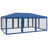 Stella Homewares Party Tent with 10 Mesh Sidewalls Blue 6x4 m HDPE