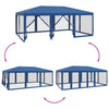 Stella Homewares Party Tent with 10 Mesh Sidewalls Blue 6x4 m HDPE