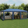 Stella Homewares Party Tent with 10 Mesh Sidewalls Blue 6x4 m HDPE