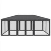 Stella Homewares Party Tent with 10 Mesh Sidewalls Anthracite 6x4 m HDPE
