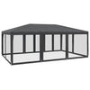 Stella Homewares Party Tent with 10 Mesh Sidewalls Anthracite 6x4 m HDPE