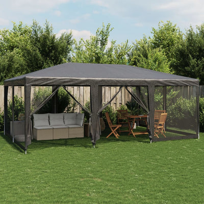Stella Homewares Party Tent with 10 Mesh Sidewalls Anthracite 6x4 m HDPE
