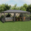 Stella Homewares Party Tent with 10 Mesh Sidewalls Anthracite 6x4 m HDPE