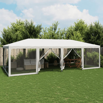 Stella Homewares Party Tent with 12 Mesh Sidewalls White 8x4 m HDPE