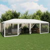 Stella Homewares Party Tent with 12 Mesh Sidewalls White 8x4 m HDPE