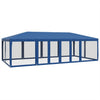Stella Homewares Party Tent with 12 Mesh Sidewalls Blue 8x4 m HDPE