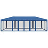 Stella Homewares Party Tent with 12 Mesh Sidewalls Blue 8x4 m HDPE