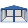 Stella Homewares Party Tent with 12 Mesh Sidewalls Blue 8x4 m HDPE