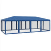 Stella Homewares Party Tent with 12 Mesh Sidewalls Blue 8x4 m HDPE