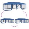 Stella Homewares Party Tent with 12 Mesh Sidewalls Blue 8x4 m HDPE