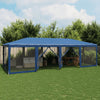 Stella Homewares Party Tent with 12 Mesh Sidewalls Blue 8x4 m HDPE