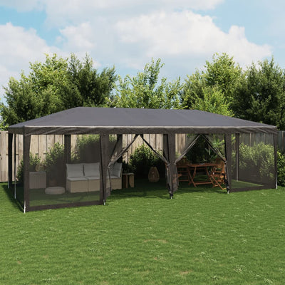 Stella Homewares Party Tent with 12 Mesh Sidewalls Anthracite 8x4 m HDPE