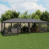 Stella Homewares Party Tent with 12 Mesh Sidewalls Anthracite 8x4 m HDPE