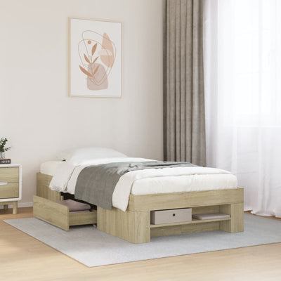 Stella Homewares Bed Frame without Mattress Sonoma Oak 90x190 cm Engineered Wood