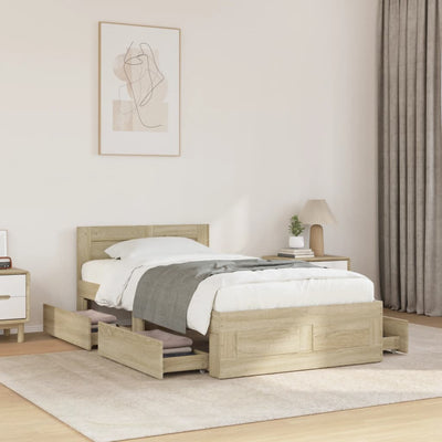 Stella Homewares Bed Frame with Headboard without Mattress Sonoma Oak 90x190 cm