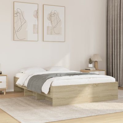 Stella Homewares Bed Frame without Mattress Sonoma Oak 135x190 cm Engineered Wood