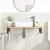 Stella Homewares Basin Shelf Wall Mounted Steel and Solid Wood Oak