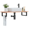 Stella Homewares Basin Shelf Wall Mounted Steel and Solid Wood Oak
