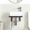 Stella Homewares Basin Shelf Wall Mounted Steel and Solid Wood Oak