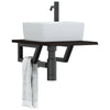 Stella Homewares Basin Shelf Wall Mounted Steel and Solid Wood Oak