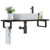 Stella Homewares Basin Shelf Wall Mounted Steel and Solid Wood Oak