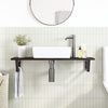 Stella Homewares Basin Shelf Wall Mounted Steel and Solid Wood Oak