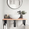 Stella Homewares Basin Shelf Wall Mounted Steel and Solid Wood Oak