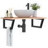 Stella Homewares Basin Shelf Wall Mounted Steel and Solid Wood Oak