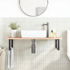 Stella Homewares Basin Shelf Wall Mounted Steel and Solid Wood Oak