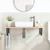 Stella Homewares Basin Shelf Wall Mounted Steel and Solid Wood Oak