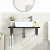 Stella Homewares Basin Shelf Wall Mounted Steel and Solid Wood Oak