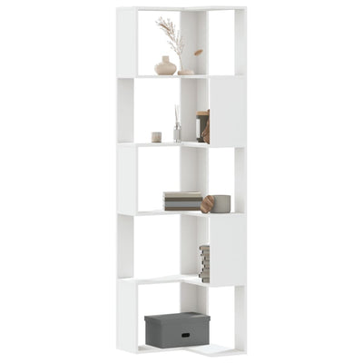Stella Homewares Corner Bookcase 5-Tier White 50x50x179 cm Engineered Wood