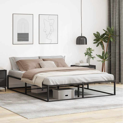 Stella Homewares Bed Frame without Mattress Black 153x203 cm Queen Metal