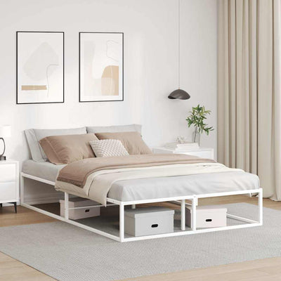 Stella Homewares Bed Frame without Mattress White 137x187 cm Double Metal