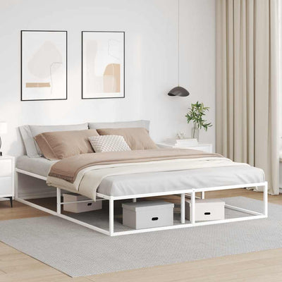 Stella Homewares Bed Frame without Mattress White 153x203 cm Queen Metal