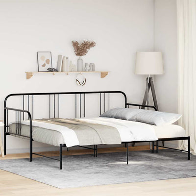 Stella Homewares Daybed with Trundle without Mattress Black 92x187 cm Single Metal