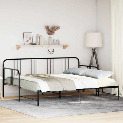 Stella Homewares Daybed with Trundle without Mattress Black 92x187 cm Single Metal