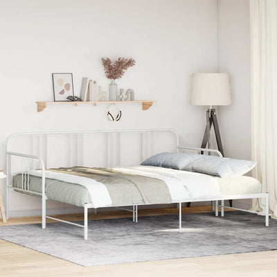 Stella Homewares Daybed with Trundle without Mattress White 92x187 cm Single Metal