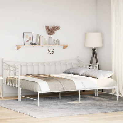 Stella Homewares Daybed with Trundle without Mattress White 92x187 cm Single Metal